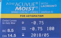 1-DAY ACUVUE MOIST for ASTIGMATISM 30pk RX